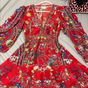 Camilla Red Floral Long Sleeve Dress